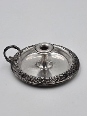 Rare Antique S. Kirk & Son Sterling Silver Repousse Chamberstick Candle Holder