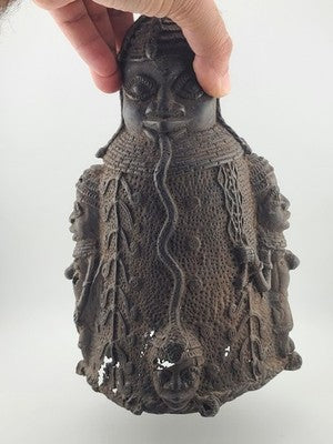 Vtg 1930's West African Bronze Ceremonial Bell Benin Yoruba Style Hand Cast 9in