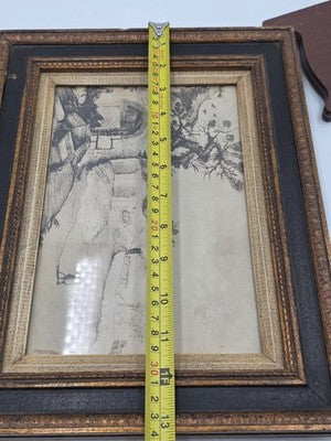 Rare Antique Framed Etching After Guercino "Ravine and Pool" Landscape Print