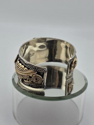 Vintage Original Navajo Allen Chee Eagle In Flight Sterling Silver Cuff Bracelet
