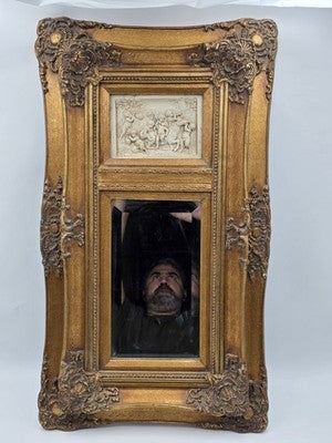 Rare Antique 19th C Enrico Braga Tondo Relief Mirror W Perfugium Regibus Coin