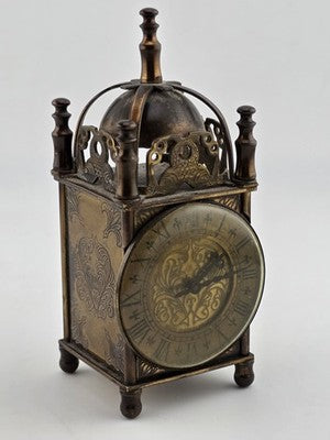Vintage Smiths Miniature Brass Lantern Clock Wind-Up Made in Great Britain. Read