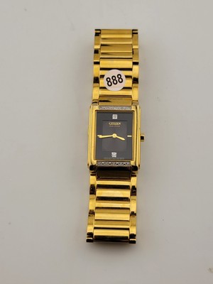 Vintage Citizen Women's EW9342-54E Eco-Drive Gold-Tone Diamond Watch #155. Works
