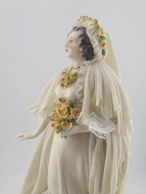 Antique Victorian 1920's Dresden German Porcelain Bride Figurine. Loss To Lace.