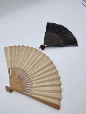 Pair Of Chinese Fan Immortals Hand Colored Silk Carved Wood 24" Calligraphy Back