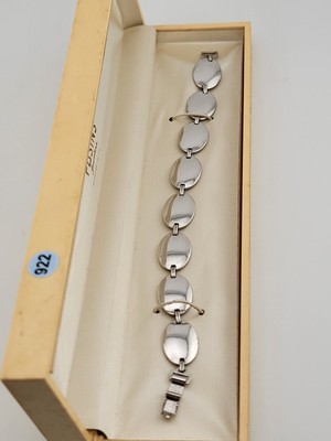 Rare Antique  Mid Century Posins Sterling Silver Bracelet W Original Box. 7.5 In