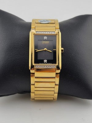 Vintage Citizen Women's EW9342-54E Eco-Drive Gold-Tone Diamond Watch #155. Works