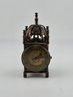Vintage Smiths Miniature Brass Lantern Clock Wind-Up Made in Great Britain. Read