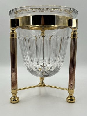 Design Guild Crystal Champagne Chiller Vertical Cut with Stand Brass Barware