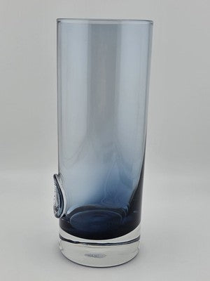 Shipping- Rare Tiffany & Co Blue Lead Crystal Cylinder Vase England Applied.