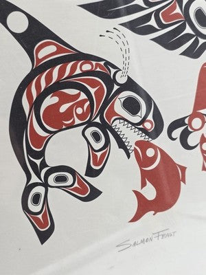 Rare Hand Signed Jack Hudson 1990 Salmon Feast Alaska Native Formline Art Print