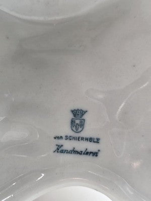 Rare 19th C Antique Pair Schierholz Dresden Porcelain Cherub Floral Candelabras