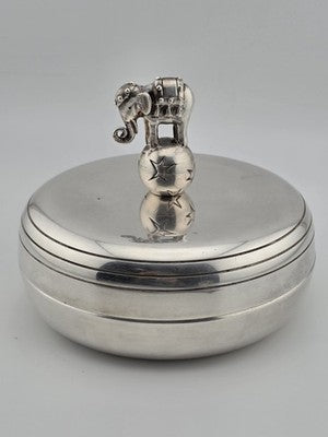 Rare OOAK Jean Boggio Figural Elephant Silver Lidded Trinket Box Surealist Decor