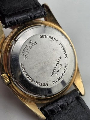 Rare 1960's Pierpont 25 J Automatic Incabloc Swiss Black Dial Men Watch. Works.