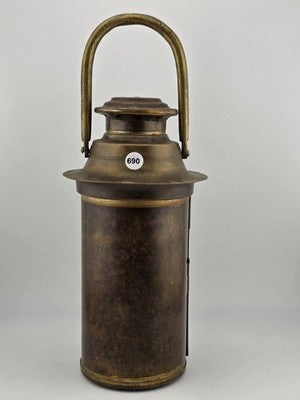 Antique Brass Oil Lantern Early 1900s Maritime Ship Hand Lamp w/ Wick