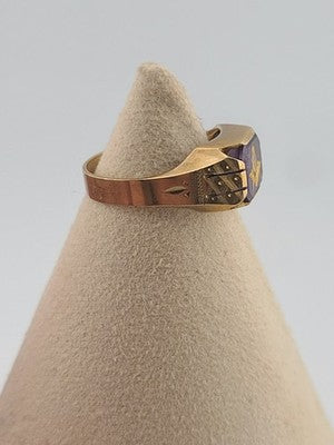 Vintage Mens 10k Solid Gold Masonic With Ruby Ring Size 9 Weight 4.3 Grams