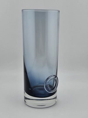 Shipping- Rare Tiffany & Co Blue Lead Crystal Cylinder Vase England Applied.