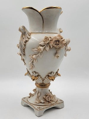 Antique OOAK Mid Century Ornate Hand Made Capodimonte Italy Large Vase No Chips