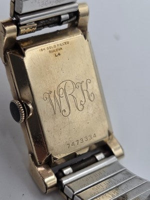 Antique 1940's Bulova Ladies 10K Gold Filled Art Deco Watch Sub Seconds. Works.