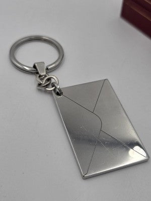 Vintage Cartier Envelope Letter Key Ring Keychain Double C Logo Made Italy w Box