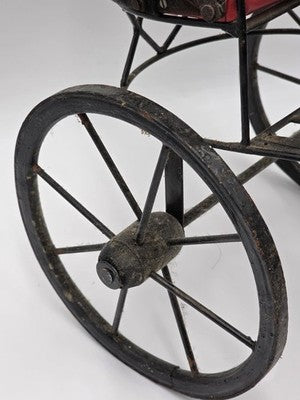 Ultra Rare Antique Horse Carriage Folk Art Composition Driver Cart C1920. 24".