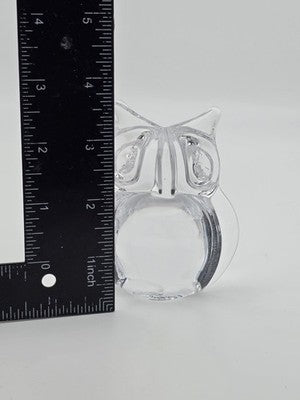 Vintage Daum France Signed Small Heavy Crystal Owl Figurine Paper Weight.