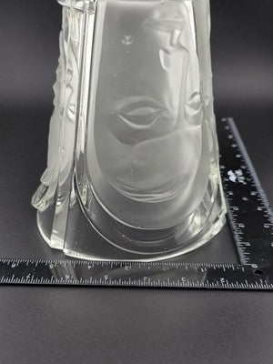 August Walther & Söhne Art Deco Glass Vase 3 Faces Man Woman Child 7"H Germany
