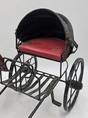 Ultra Rare Antique Horse Carriage Folk Art Composition Driver Cart C1920. 24".