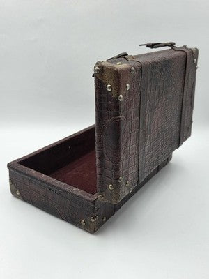 Antique 1930's Faux Alligator Doctors Suitcase Salesman Sample Case. Red Velvet.