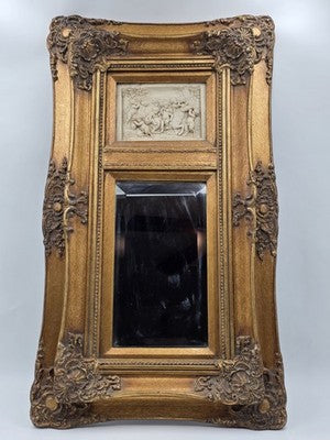 Rare Antique 19th C Enrico Braga Tondo Relief Mirror W Perfugium Regibus Coin
