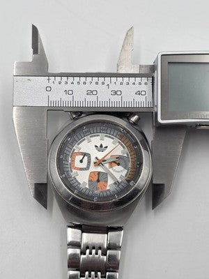 Rare Vtg Adidas 10-0277 Bullhead Chronograph Orange Dial 43mm Japan Quartz Works