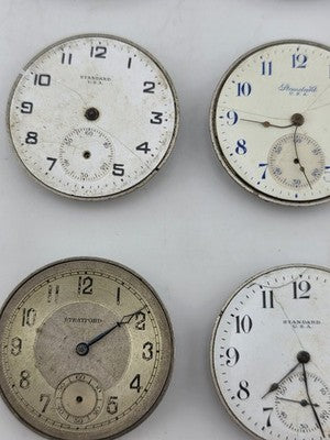 Lot Of 12 Antique Pocket Watch Movement Dial For Parts Repair Watchmaker Estate