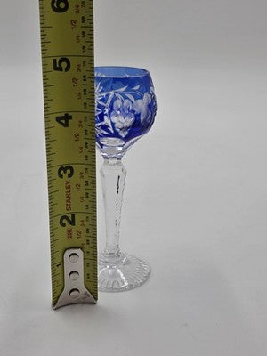 4 NACHTMANN TRAUBE 4 1/2" CORDIALS CRYSTAL WINE GLASSES MULTI COLOR CUT TO CLEAR