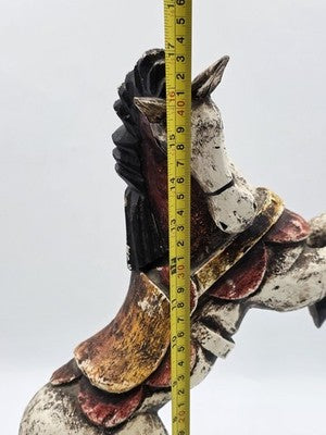 Vintage Mexico Folk Art Rearing Horse Hand Carved  & Painted Wood Sculpture Read