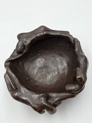 Rare Figural Studio Pottery Bowl 3 Reclining Women Brutalist Art Ceramic Bowl