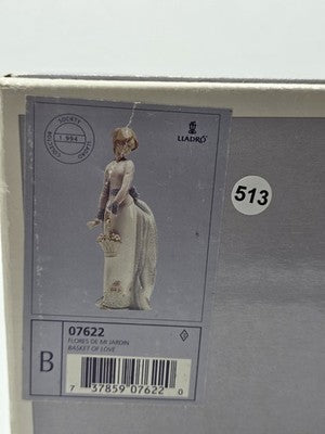 Lladró #7622 “Basket of Love” Girl with Flowers Porcelain Figurine Spain W Box.