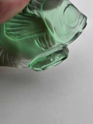 Vintage Lalique France Mint Green Crystal Fish Sculpture 2" Signed Mint Cond.
