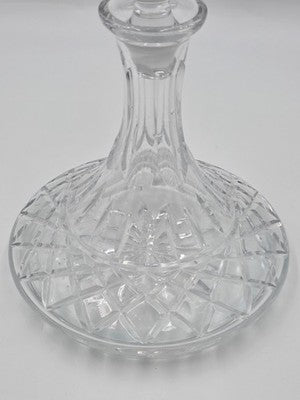 Atlantis Crystal Ship Decanter Criss Cross Cut Pattern Watermark Faceted Stopper