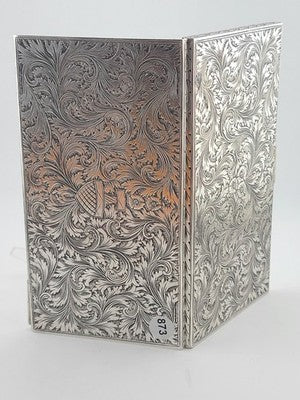 Amazing Antique European 800 Silver Cigarette Case Deep Hand Engraving 203 g.