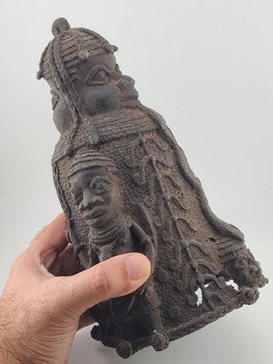Vtg 1930's West African Bronze Ceremonial Bell Benin Yoruba Style Hand Cast 9in