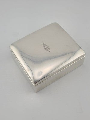 Vintage Sterling Silver by Poole 14 Cigarette Trinket Box w/Wood Inlaid. VG.
