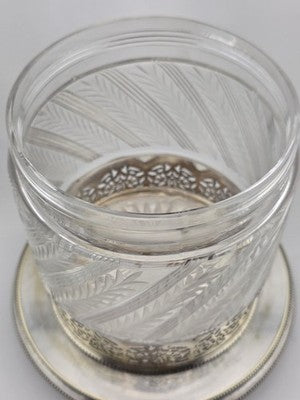 Rare 1880s Antique Hukin & Heath Biscuit Jar Cut glass & Silverplate W Kiwi Bird