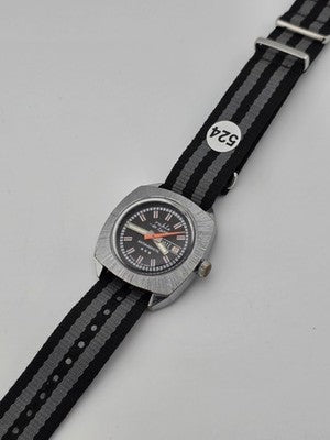 1970 German Ruhla De Luxe GDR Mechanical Day Date 37mm Cushion Case Watch Works