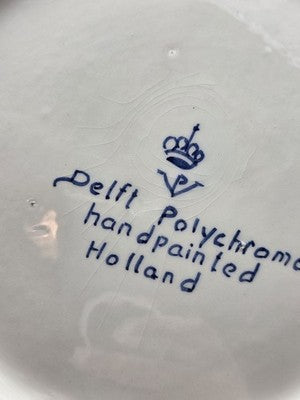 Rare Signed Vintage Delft Holland Hand Painted Polychrome Pottery Set
