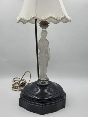 Ultra Rare French Baccarat Frosted & Clear Glass Classical Maiden Table Lamp.