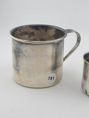 Pair Of Antique 19th C Victorian Sterling Silver Baby Cups 95g Christening Mugs