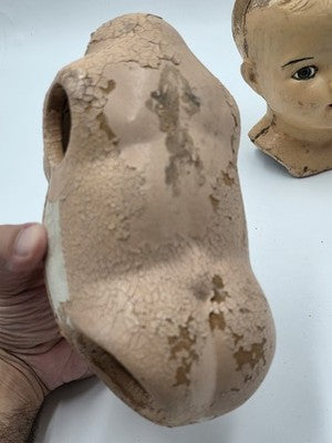 Antique Collectible Composition Doll Heads Lot Baby Doll Parts Creepy Primitive.
