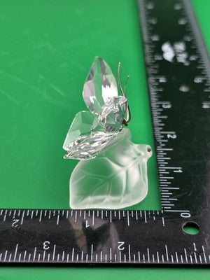 SWAROVSKI Austria Crystal Butterfly on Frosted Leaf Figurine