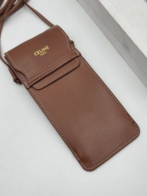 Celine Paris Tan Leather sunglasses Pouch Crossbody Bag with Box Brown Gold Logo