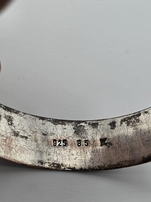 Vintage Pair Sterling Silver 925 Floral Engraved Bangle Bracelets 81g 8.5" Cuff
